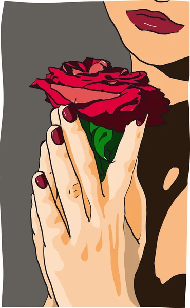Fille avec une rose — Image vectorielle