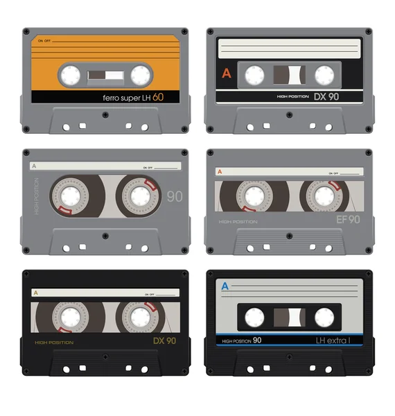 Seis audiocassettes 1 — Archivo Imágenes Vectoriales