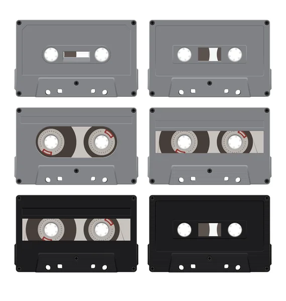 Шість аудіокасет 2 — стоковий вектор