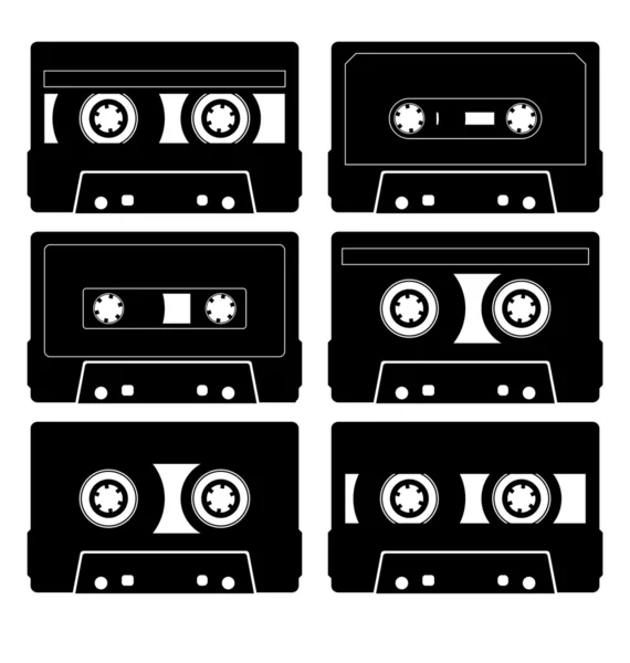 Seis audiocassettes 3 — Archivo Imágenes Vectoriales