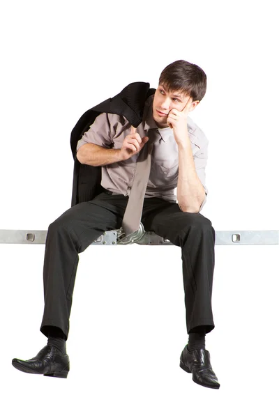 Empresário sentado na escada — Fotografia de Stock