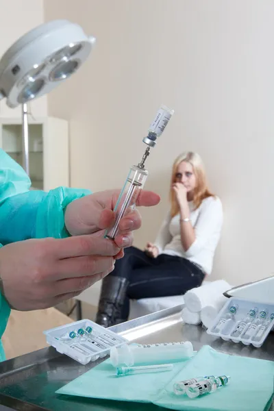 Woman waiting for vaccination — Stock Photo, Image