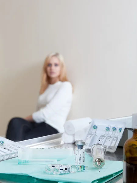 Woman waiting for vaccination — Stock Photo, Image