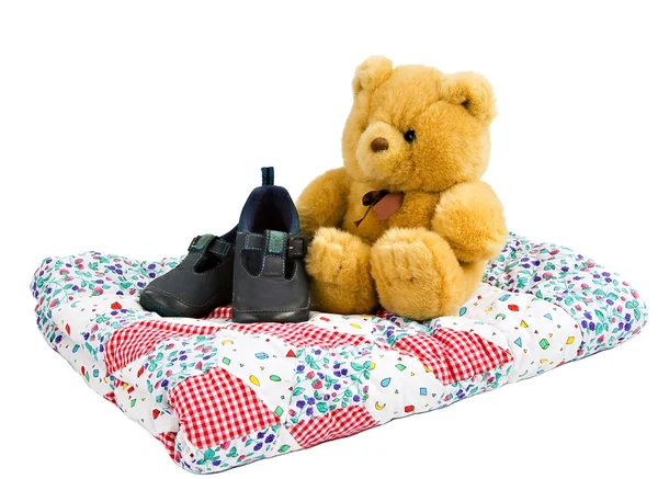 Teddy bear with shoes — Stock Photo, Image