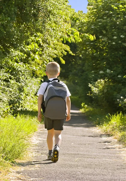 Young boy wearing a backpack — Stock Photo, Image