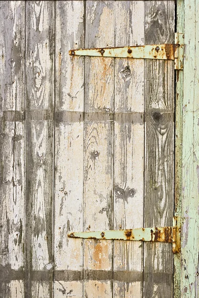 Una vecchia porta con cerniere arrugginite Fotografia Stock