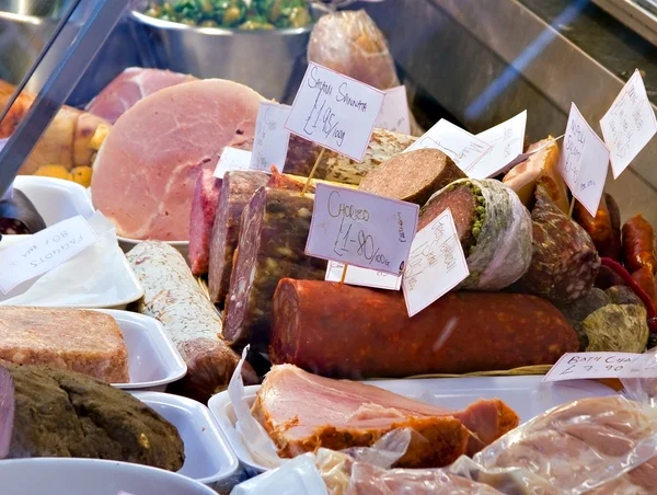 stock image Cold cuts meats and sausages for sale