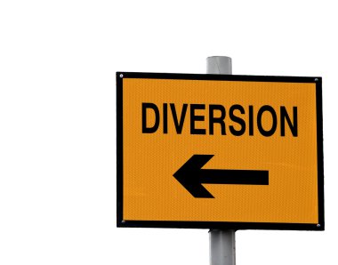 Yellow and black diversion sign clipart