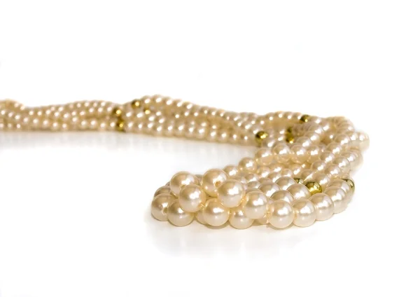 Triple strand simulated pearl necklace — Stock Photo, Image