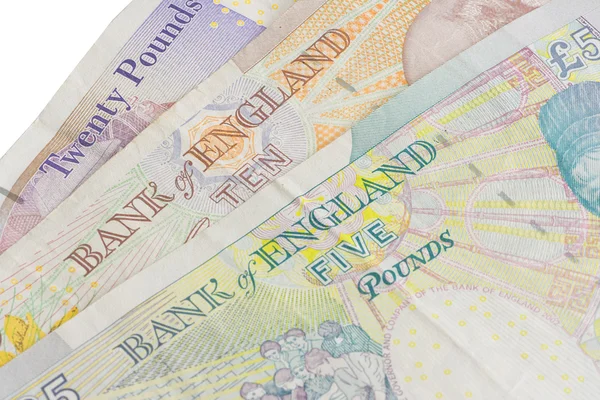 Banconote britanniche da cinque e venti sterline — Foto Stock