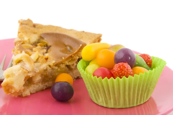 Apple pie and sweet candy — Stock Photo, Image