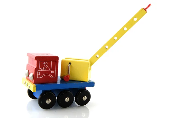 Wooden truck with crane — Stock Photo, Image