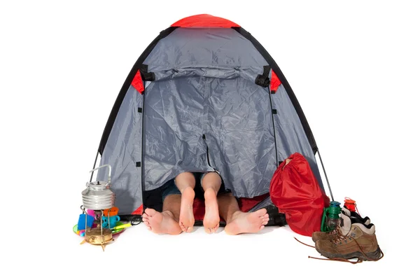 Пара в палатке — стоковое фото