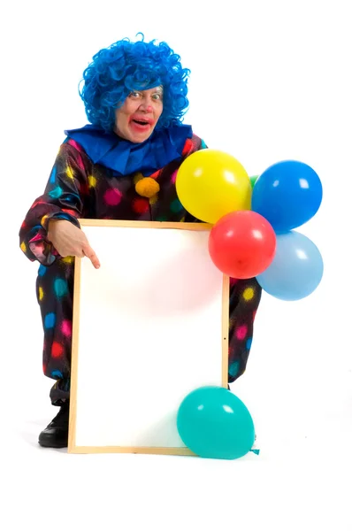 Clown con lavagna per appunti — Foto Stock