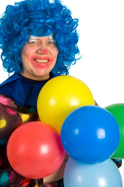 Postarší usměvavá klaun — Stock fotografie