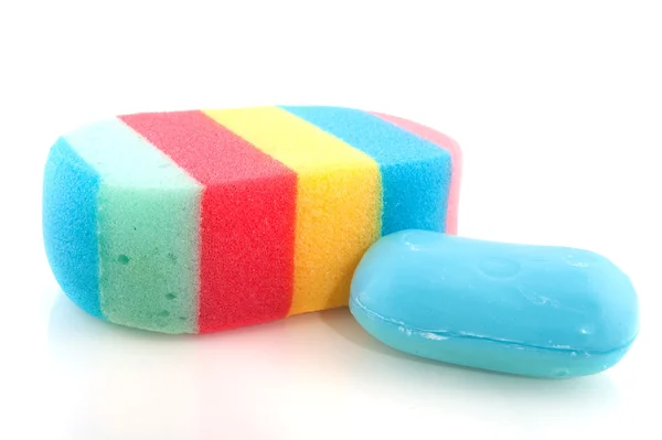 Jabón y esponja colorida —  Fotos de Stock