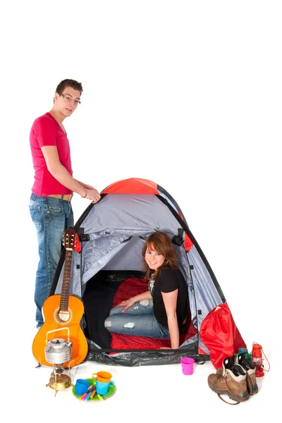 Paar in tent — Stockfoto