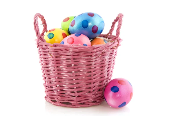 Pink bucket easter eggs — Stock Photo, Image
