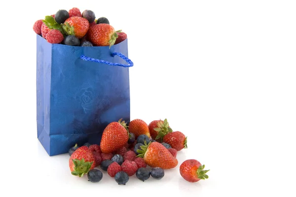 Taze meyve ile çanta — Stok fotoğraf