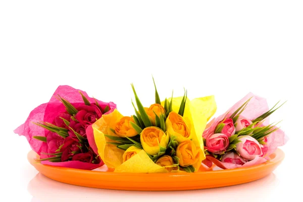 Colored wrapped flowers — Stock Photo, Image