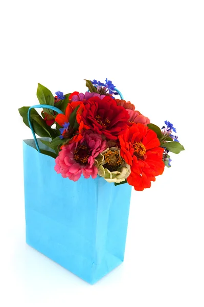 Shopping bag with flowers — Stock Photo, Image