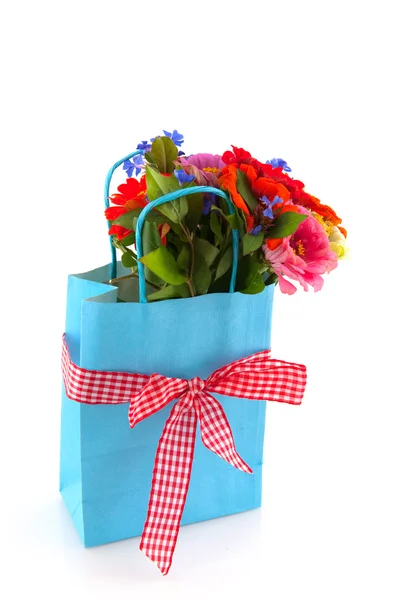 Shopping bag with flowers — Stock Photo, Image