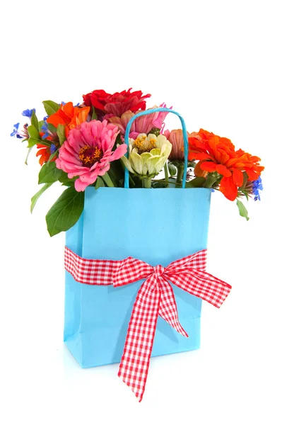 Nákupní taška s květinami — Stock fotografie