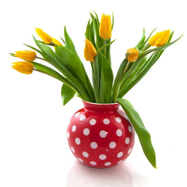Vase with yellow tulips — Stock Photo, Image
