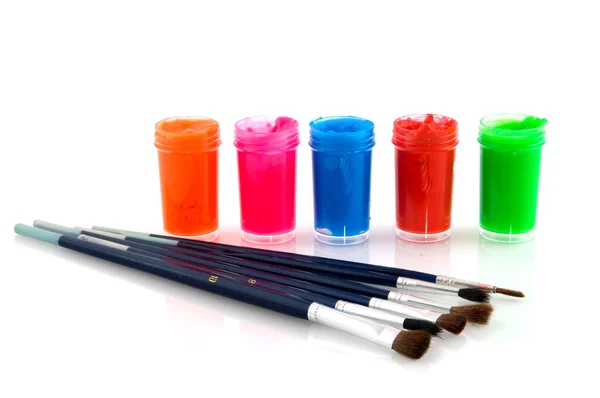 Paint and brushes — Stock Photo, Image