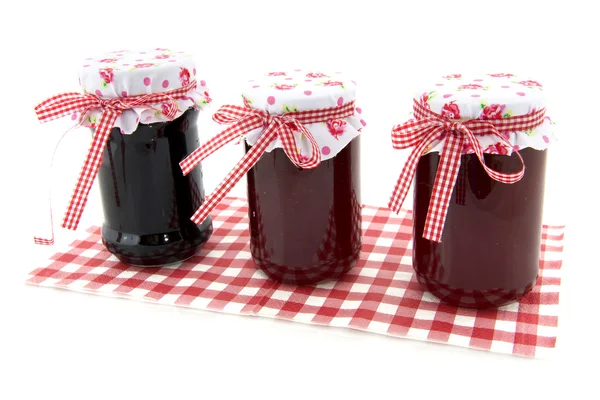 Skleněné konvičky s marmeládou — Stock fotografie