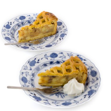 Pieces of apple pie with whipped cream clipart