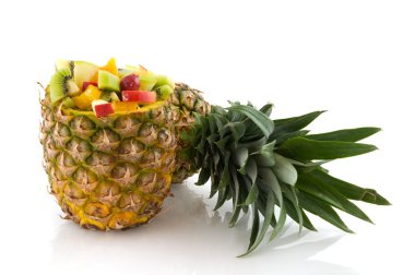 Fruit cocktail in whole pineapple clipart