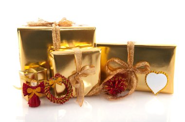 Golden christmas presents clipart