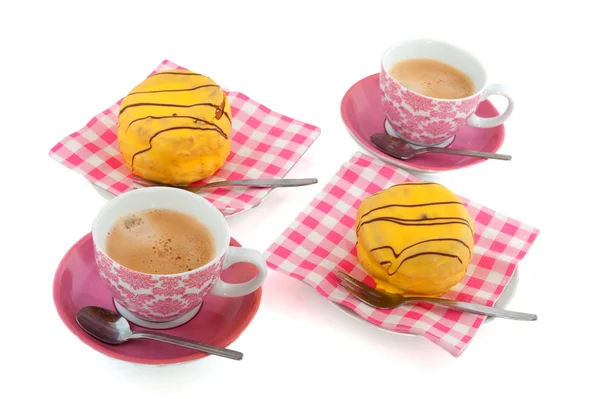 Yellow cakes and coffee — Stock Photo, Image