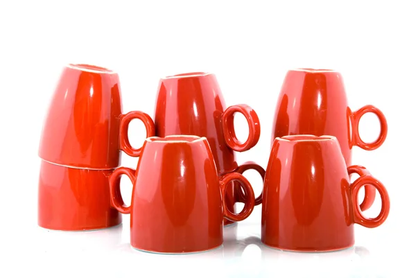 Red coffee mugs — Stock Photo, Image