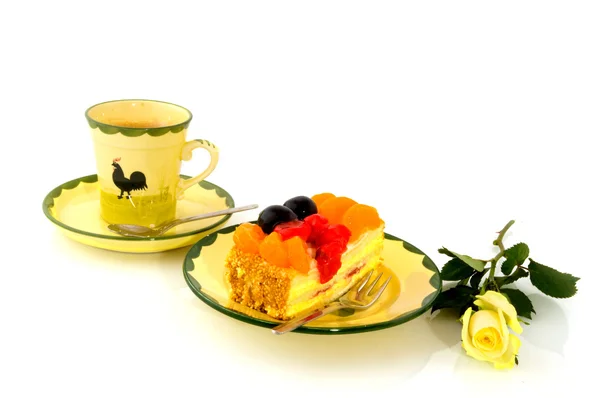 Koffie met cake van het fruit — Stockfoto