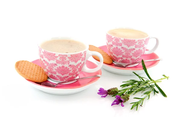 Cheerful pink cups and saucers — Stock Photo, Image