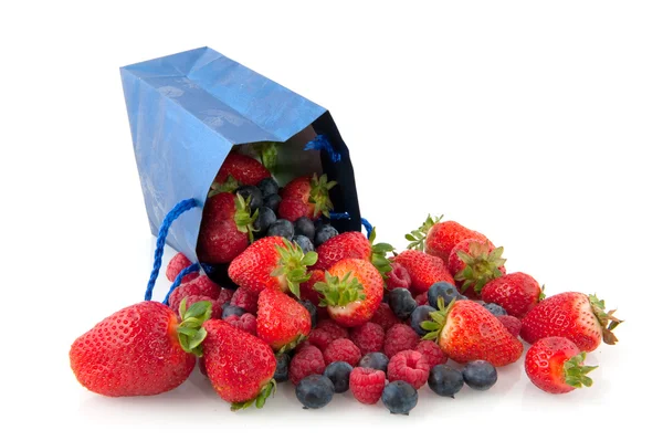 Paper bag filled with fruit — Stock Photo, Image