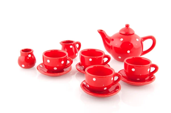 Veselá červená nádobí — Stock fotografie
