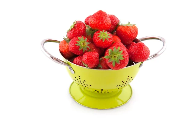 Colander with strawberries — Stock Photo, Image