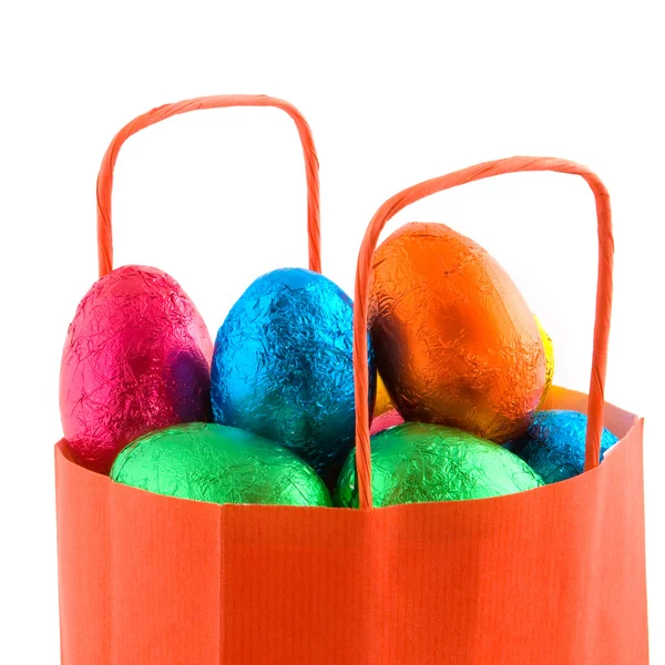 Помаранчева паперова сумка з яйцями — стокове фото