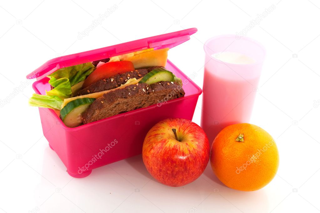 Healthy pink lunch box