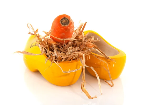 Zapato de madera con zanahoria — Foto de Stock