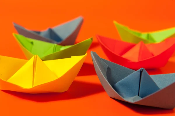 Colorful paper boats — Stock Photo, Image