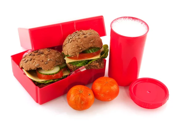 Healthy red lunchbox — Stock Photo, Image