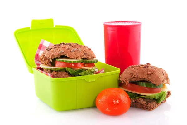Gesunde rote Lunchbox — Stockfoto