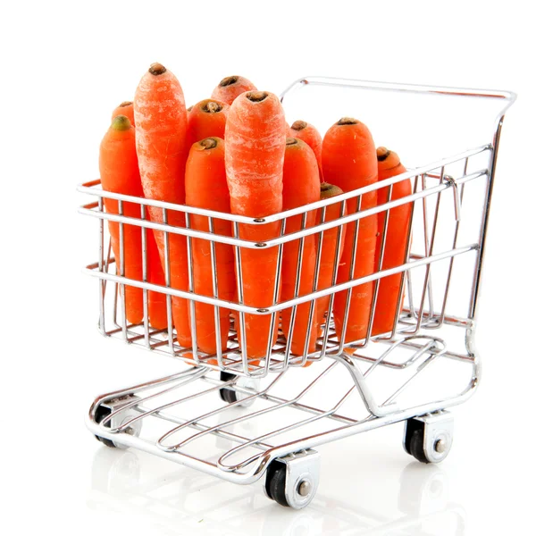 Shopping cart with carrots — Stock Photo, Image