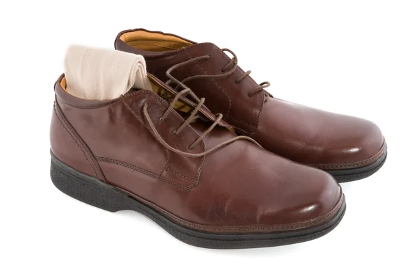 Shiny polished brown shoes — Stock Photo, Image