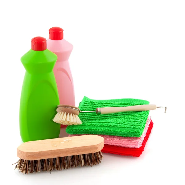 Detergent and brushes — Stock Photo, Image