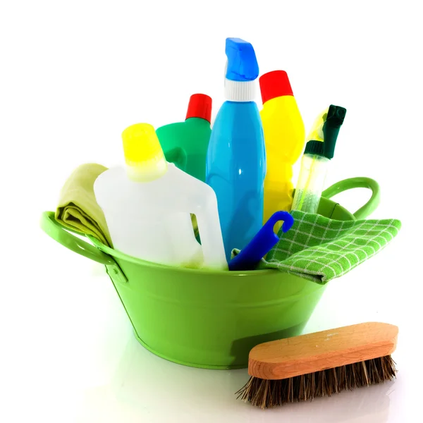 Limpeza com sabão e escovas — Fotografia de Stock